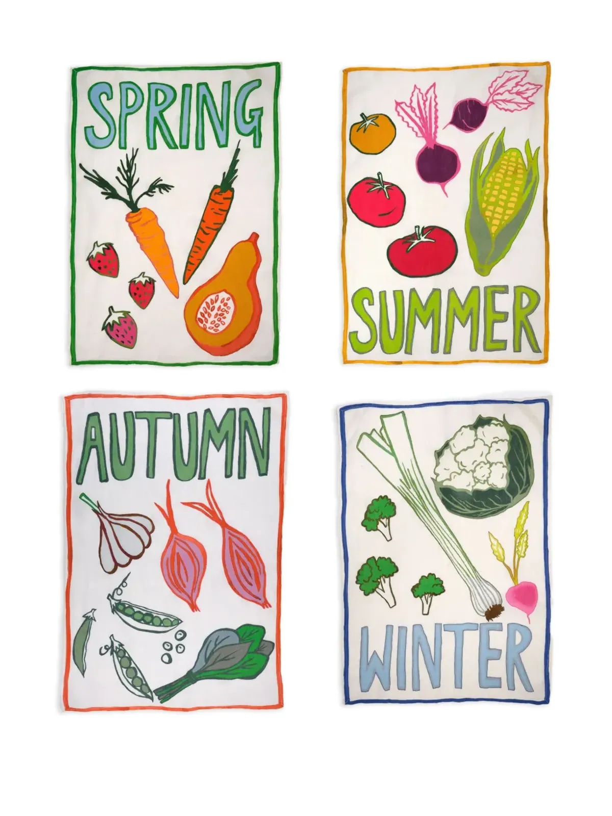 Amuse La Bouche seasonal-vegetable tea towels (set of four) - Multicolour - 画像1