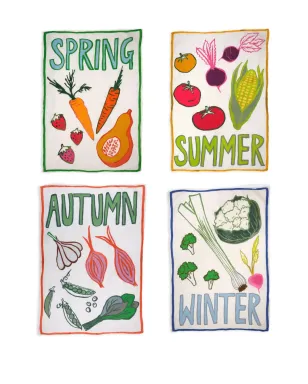 Amuse La Bouche seasonal-vegetable tea towels (set of four) - Multicolour - サムネイル1