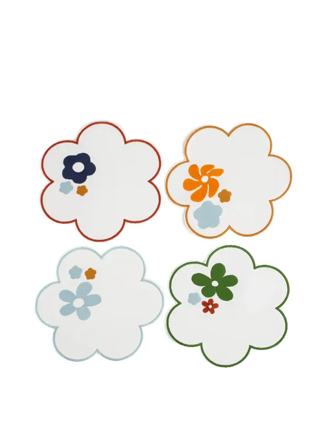 Misette Misette 花形刺繍リネンコースター（4枚セット）の商品画像