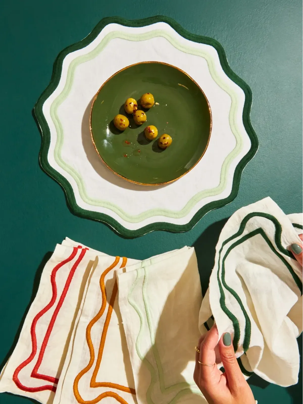 Misette スカラップエッジリネン ランチョンマット（4枚セット） - 画像2