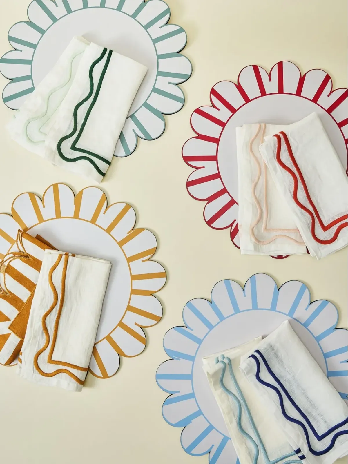 Misette スカラップストライプのランチョンマット（4枚セット） - 画像3