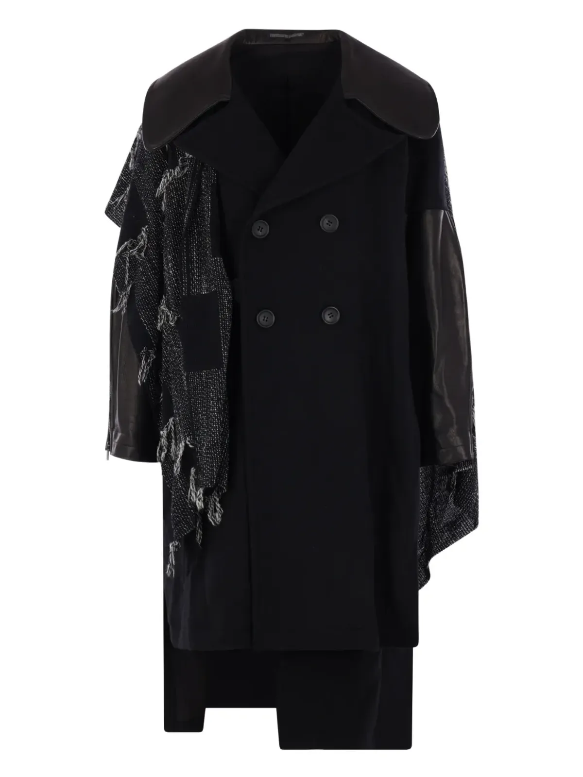 Yohji Yamamoto レザー パネル コート - 画像1