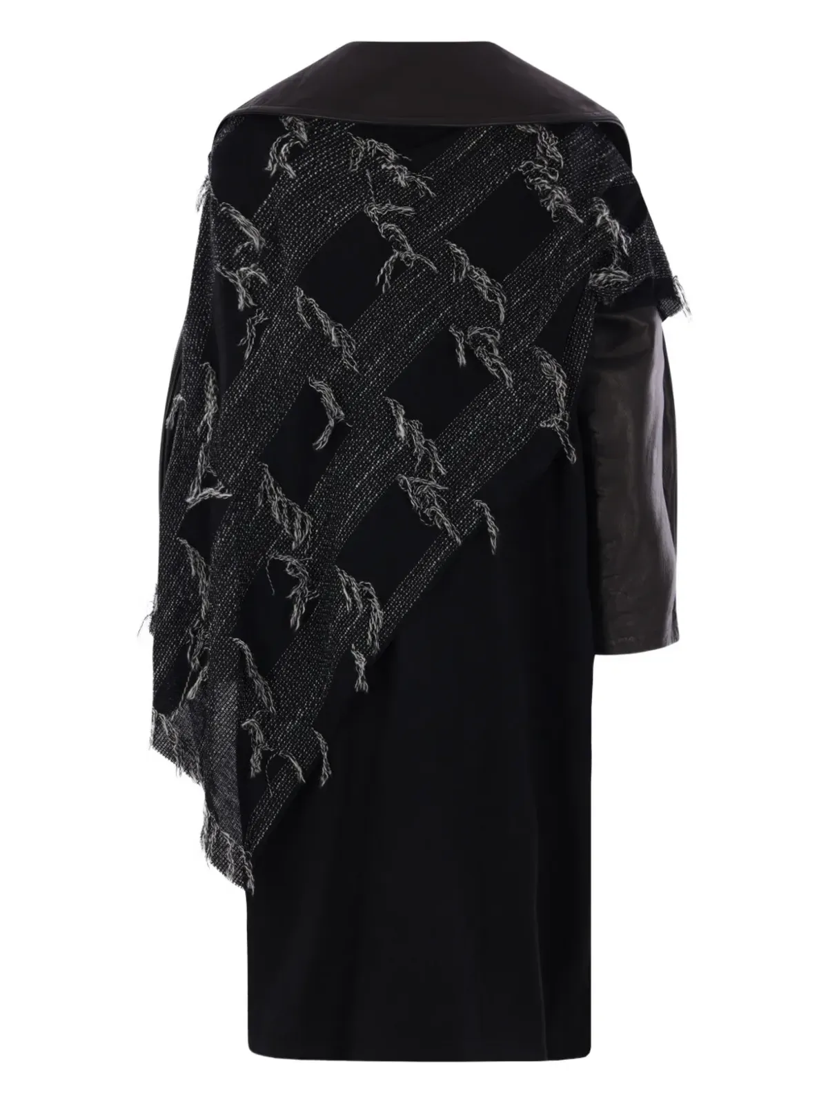 Yohji Yamamoto レザー パネル コート - 画像2