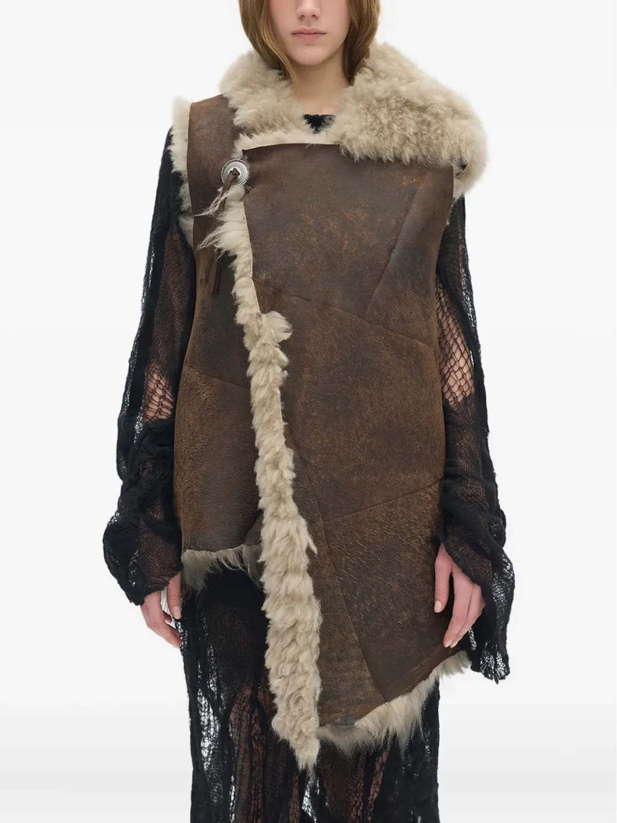 Ann Demeulemeester Aleid シアリングカラー付きジレ - 画像1