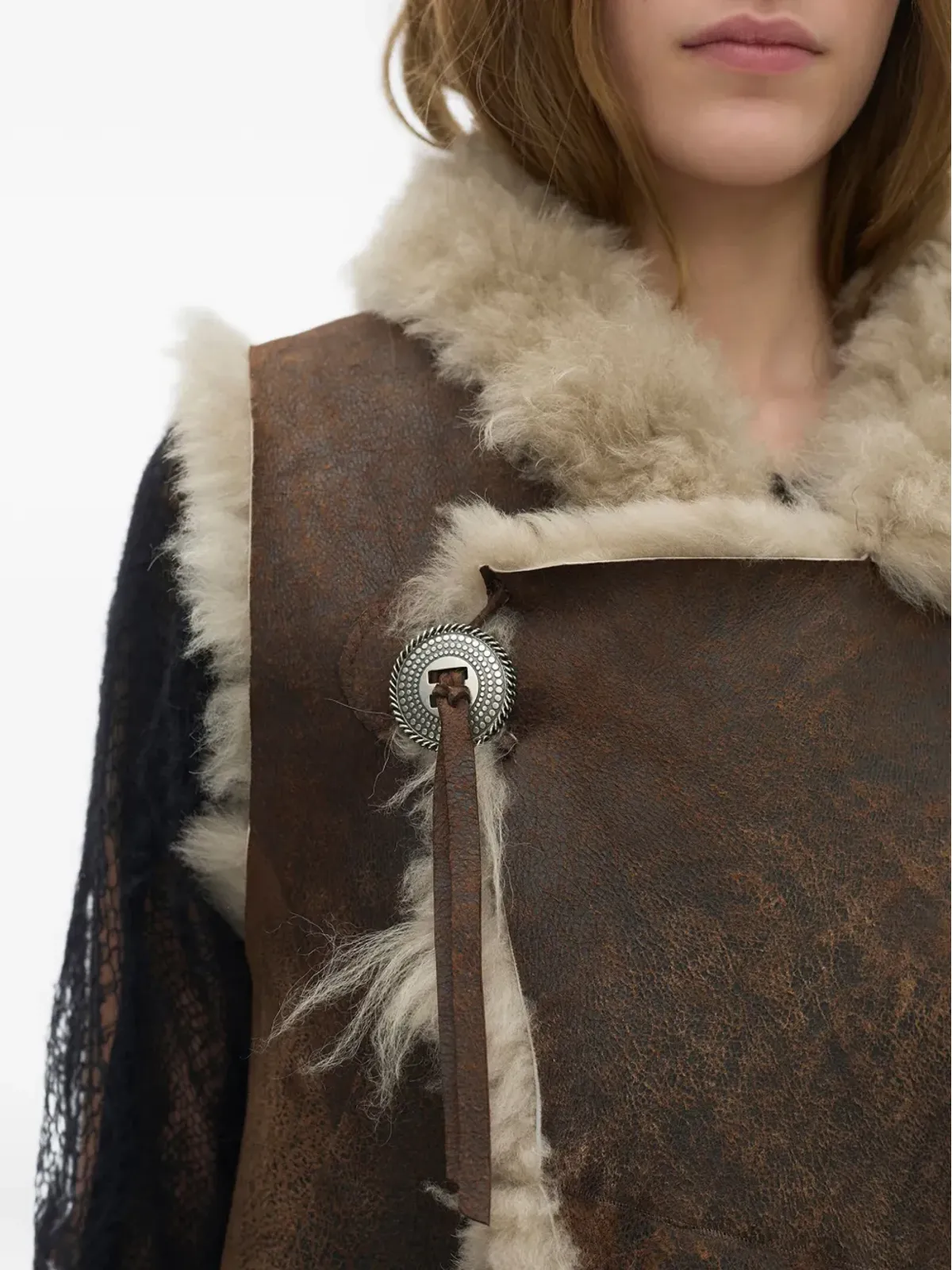Ann Demeulemeester Aleid シアリングカラー付きジレ - 画像5