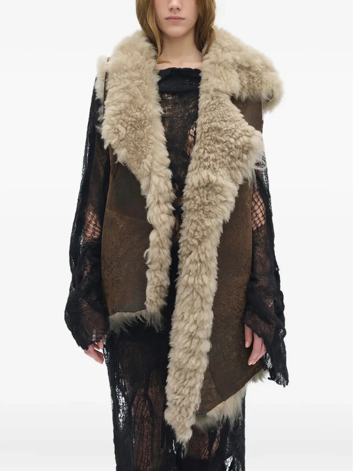 Ann Demeulemeester Aleid シアリングカラー付きジレ - 画像3