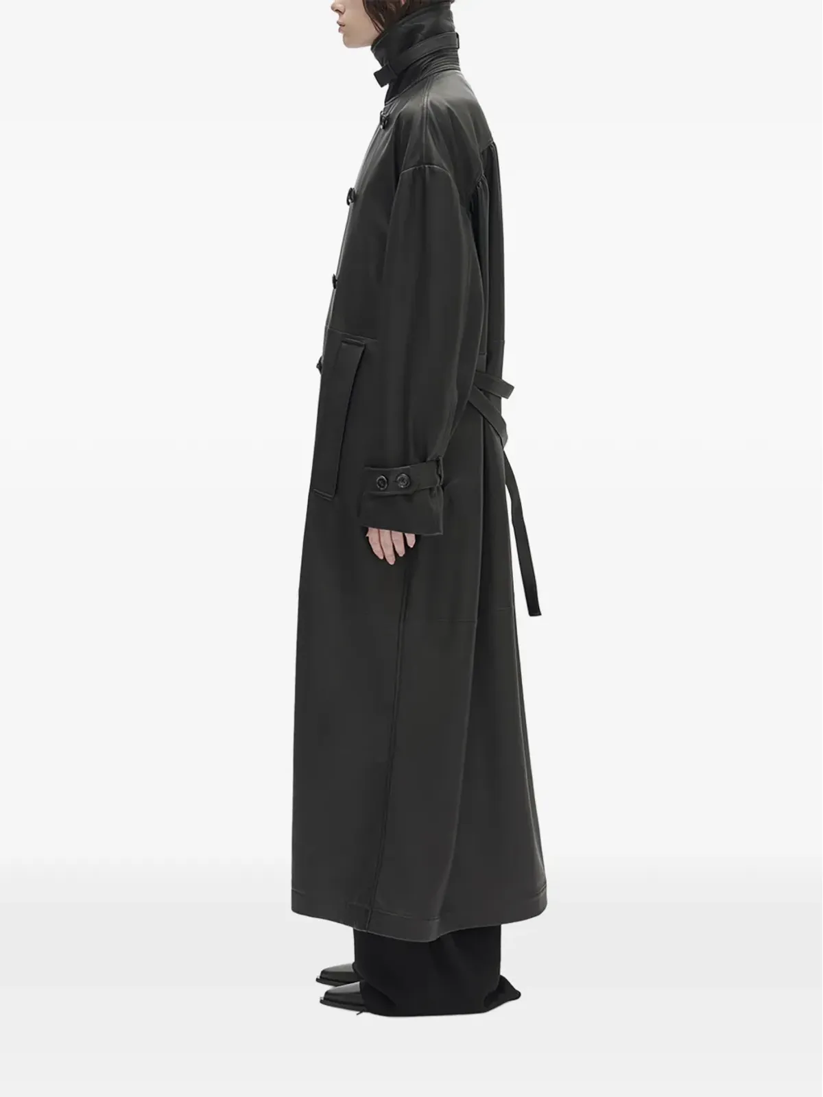 Ann Demeulemeester ダブルブレスト レザーコート - 画像2