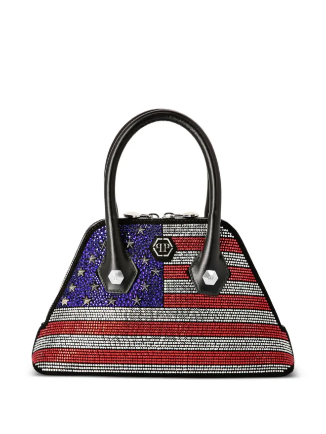 Philipp Plein Philipp Plein suede majestic strass US flag handle bag - Multicolourの商品画像