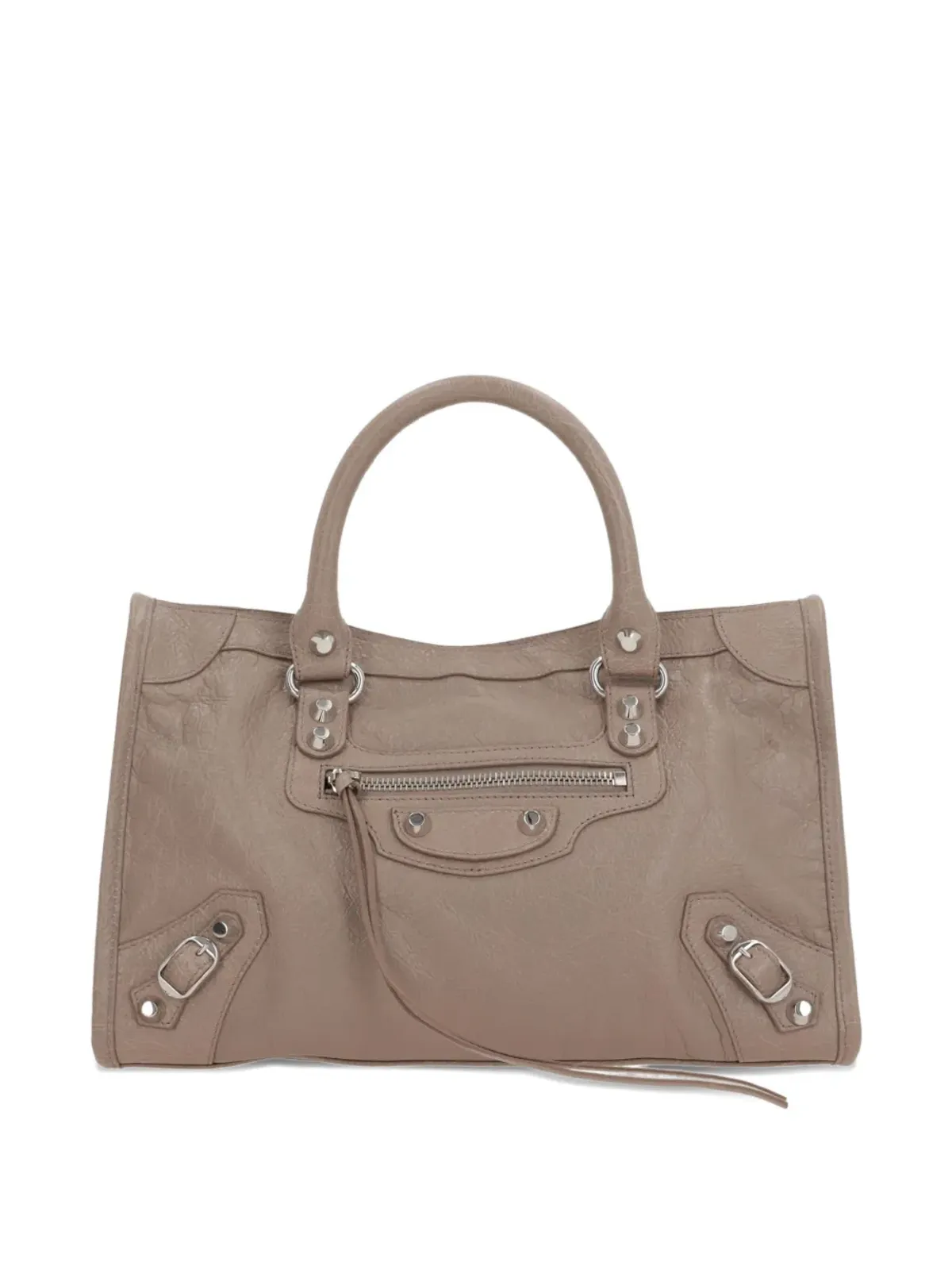 Balenciaga Le City leather studded handbag - Neutrals - 画像1