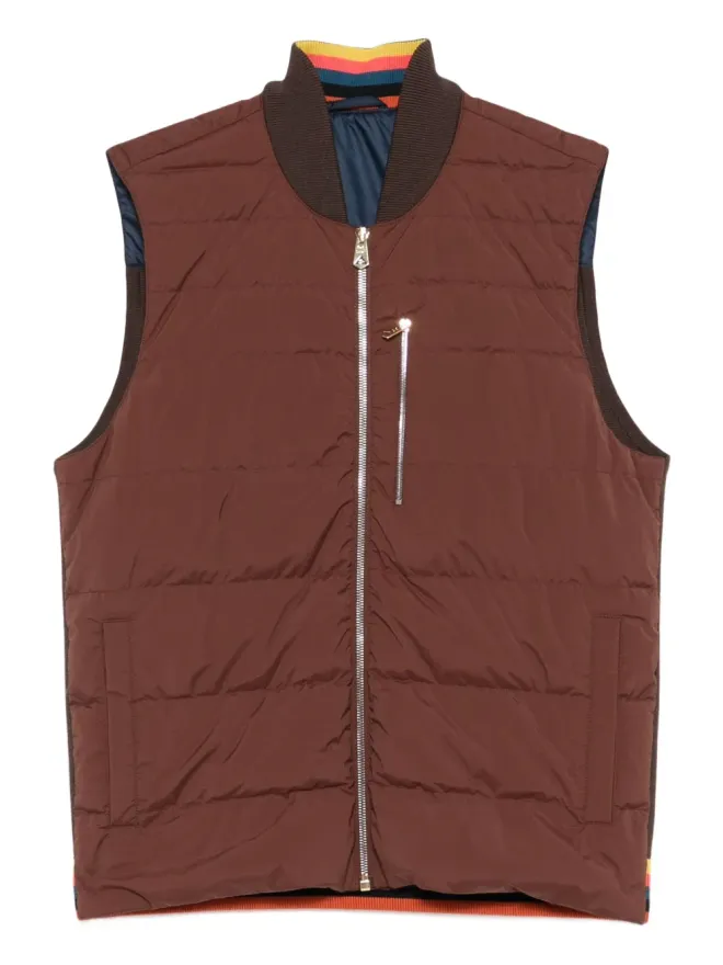 Paul Smith Paul Smith ジップファスナー付きキルテッドフロントのジレ - ブラウンの商品画像