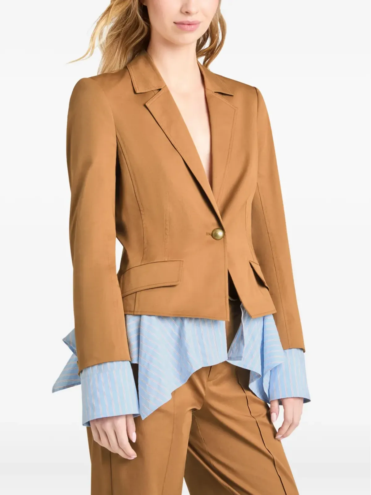 Cinq A Sept Shilo ラッフルヘム シングルブレストジャケット - ブラウン - 画像4