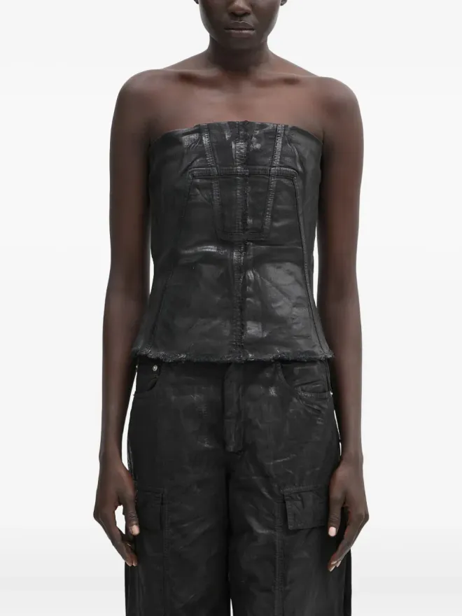 Rick Owens DRKSHDW Rick Owens DRKSHDW ストラップレス・フリンジヘム ベスト - ブラックの商品画像