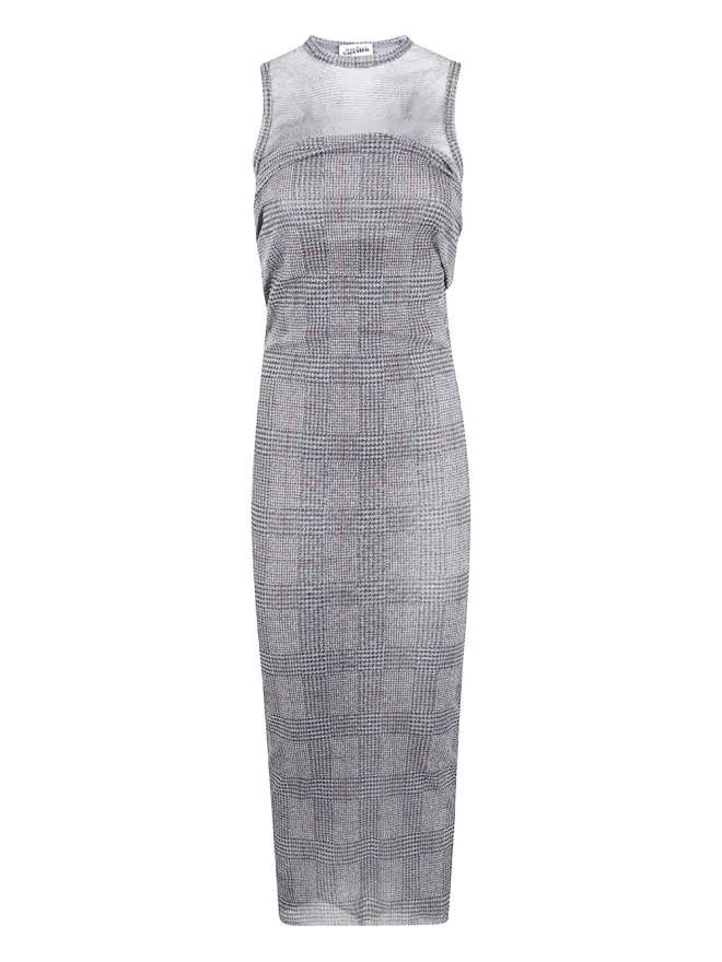 Jean Paul Gaultier Jean Paul Gaultier メッシュパネル入りチェック柄マキシドレスの商品画像