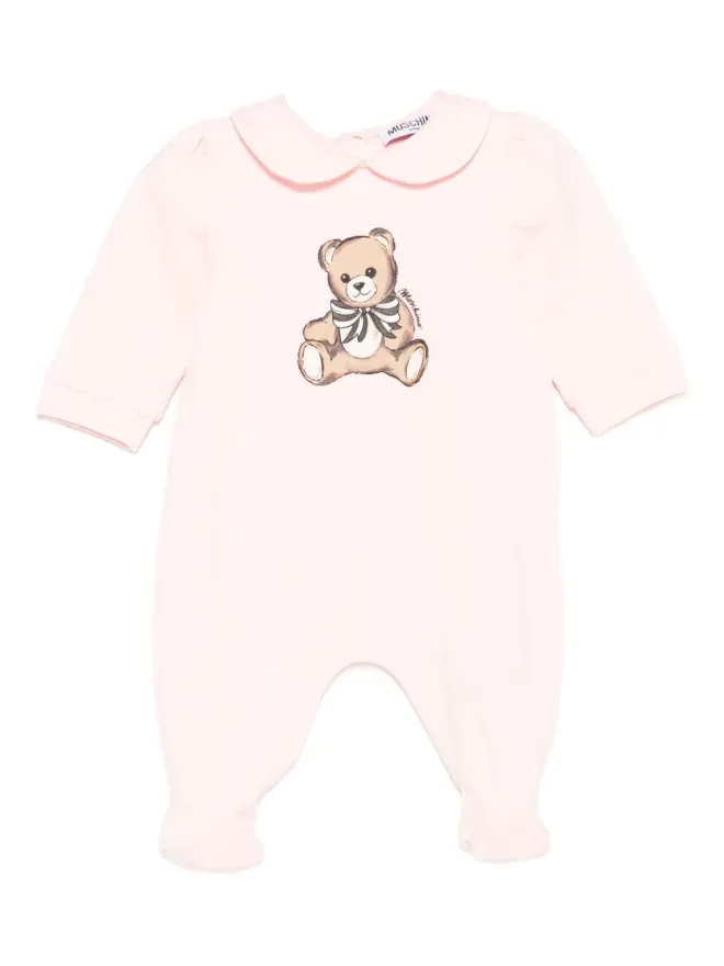 Moschino Kids Moschino Kids テディプリント襟付きパジャマ - ピンクの商品画像