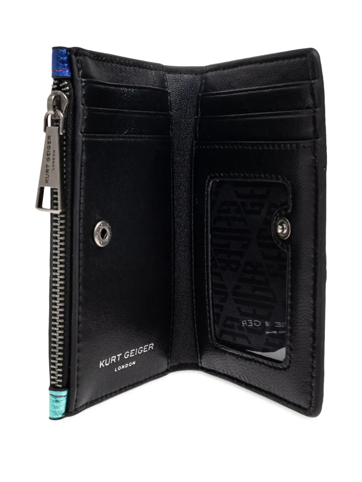 Kurt Geiger London Kensington diagonal-stripe metallic bifold wallet - 画像4