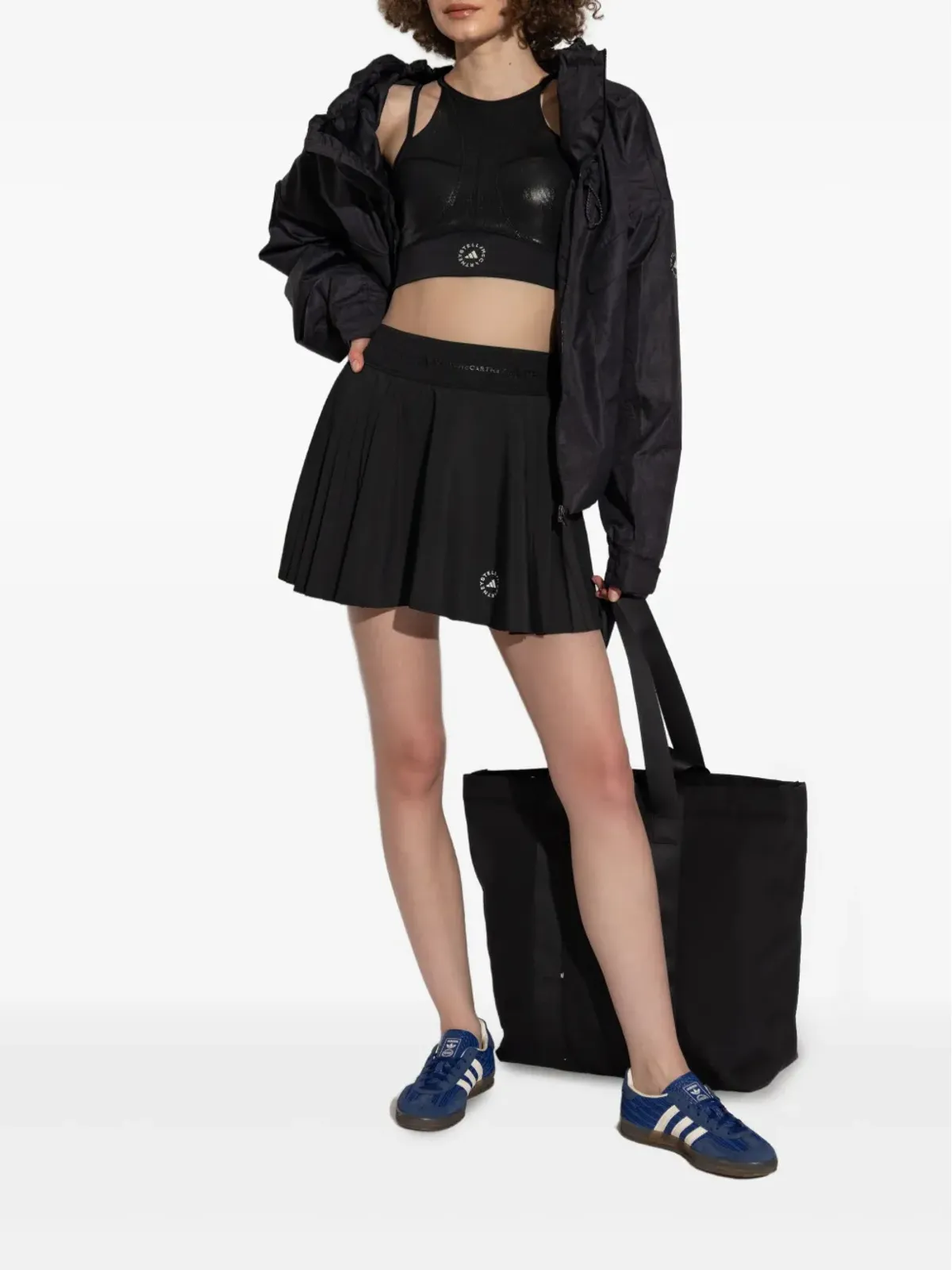 adidas by Stella McCartney プリーツ ロゴディテール スカート（ブラック） - 画像2