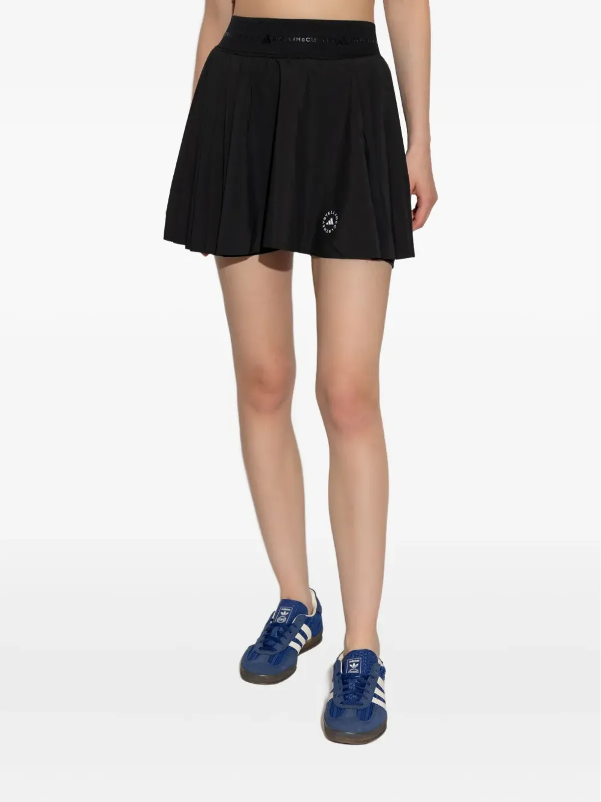adidas by Stella McCartney プリーツ ロゴディテール スカート（ブラック） - 画像3