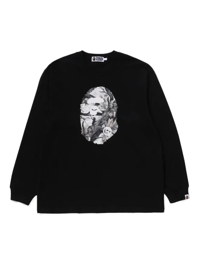 A BATHING APE® A BATHING APE® グラフィックプリント長袖Tシャツ - ブラックの商品画像
