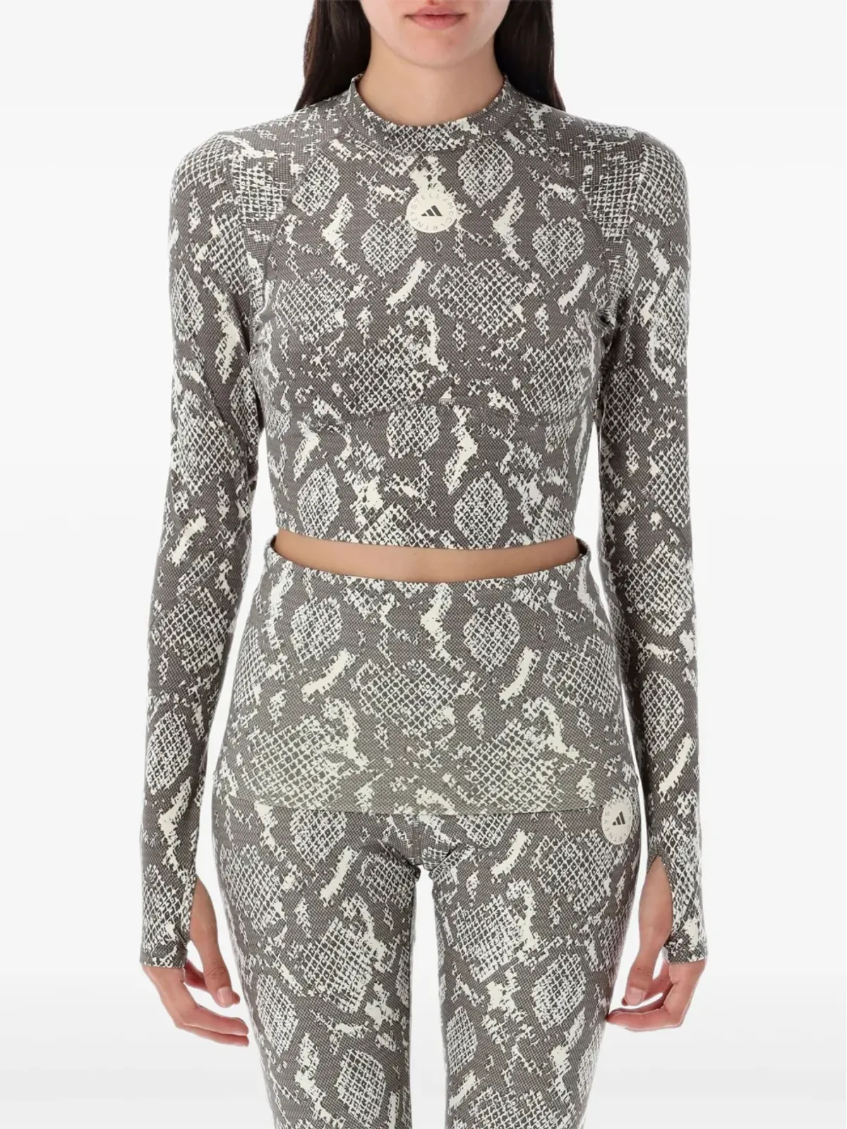 adidas by Stella McCartney snake-print long-sleeve top - Grey - 画像1
