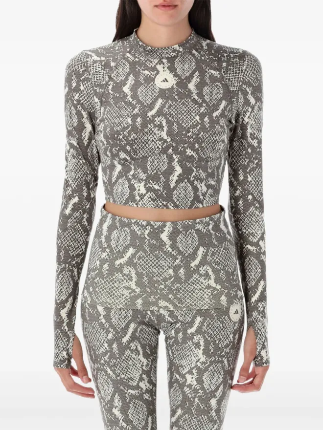 adidas by Stella McCartney adidas by Stella McCartney snake-print long-sleeve top - Greyの商品画像