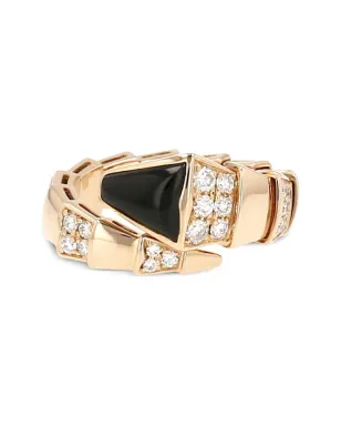 Bvlgari Pre-Owned 18Kローズゴールド セルペンティ・ヴァイパー ダイヤモンドとオニキス リング - サムネイル1