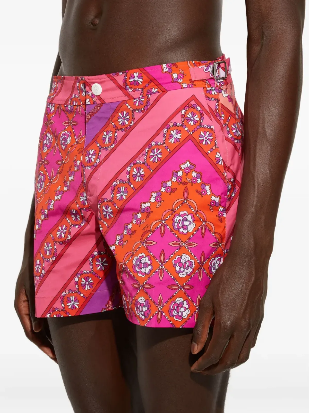 PUCCI 花柄ダイアゴナルストライプのスイムショーツ - 画像5