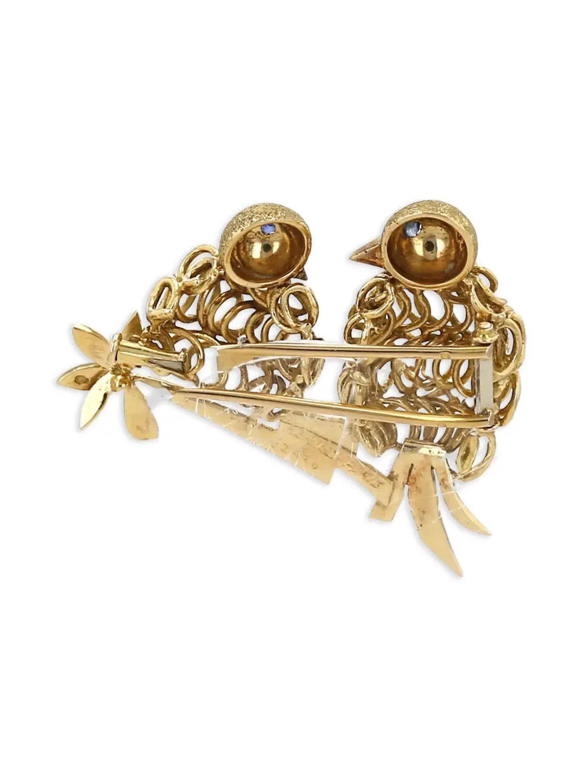 Hermès Pre-Owned 1960年代 18K イエローゴールド サファイア ブローチ - 画像2