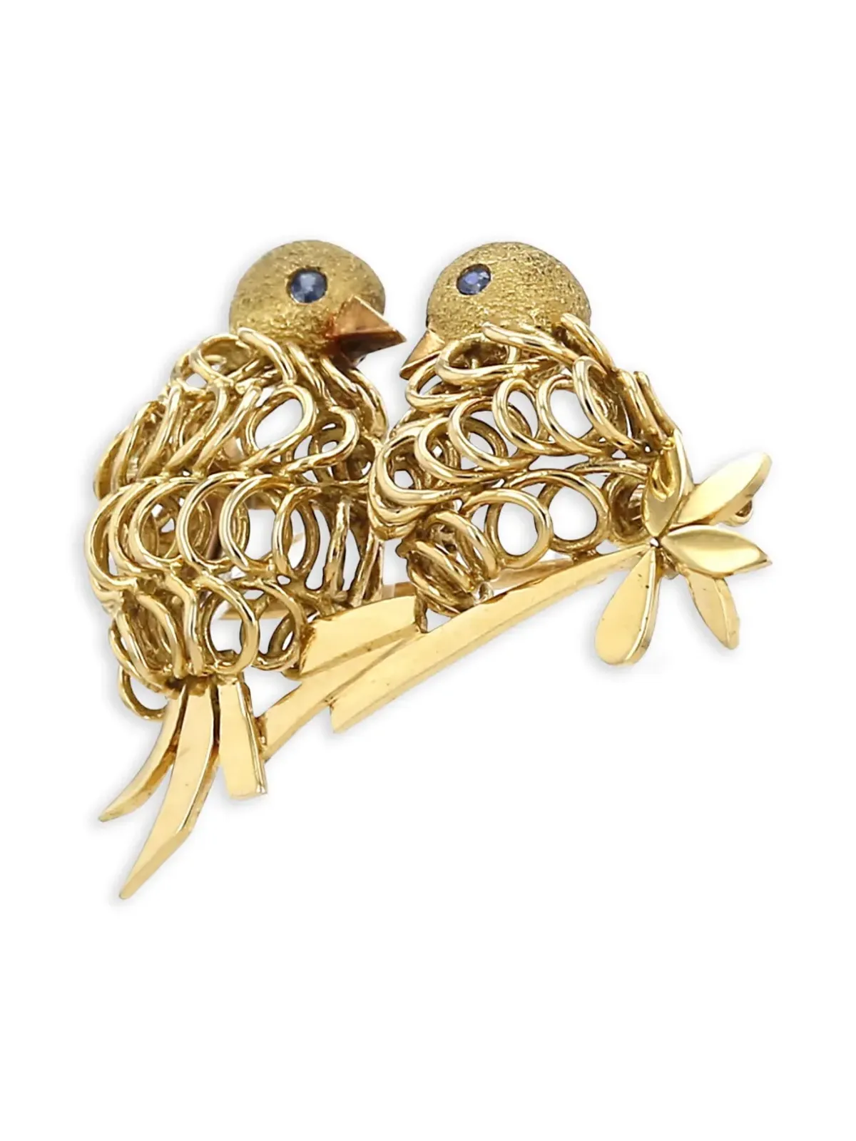 Hermès Pre-Owned 1960年代 18K イエローゴールド サファイア ブローチ - 画像4