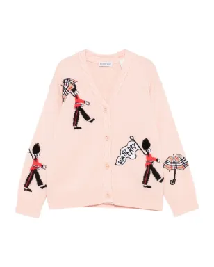 Burberry Kids embroidered cable-knit cardigan - Pink - サムネイル1
