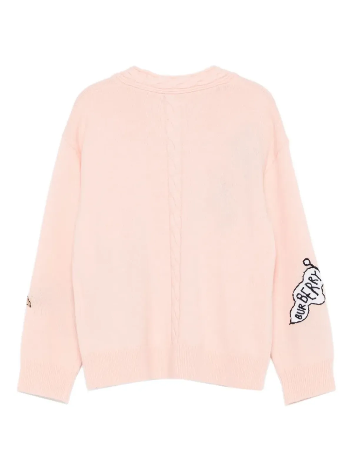 Burberry Kids embroidered cable-knit cardigan - Pink - 画像2