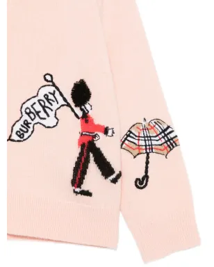 Burberry Kids embroidered cable-knit cardigan - Pink - サムネイル3