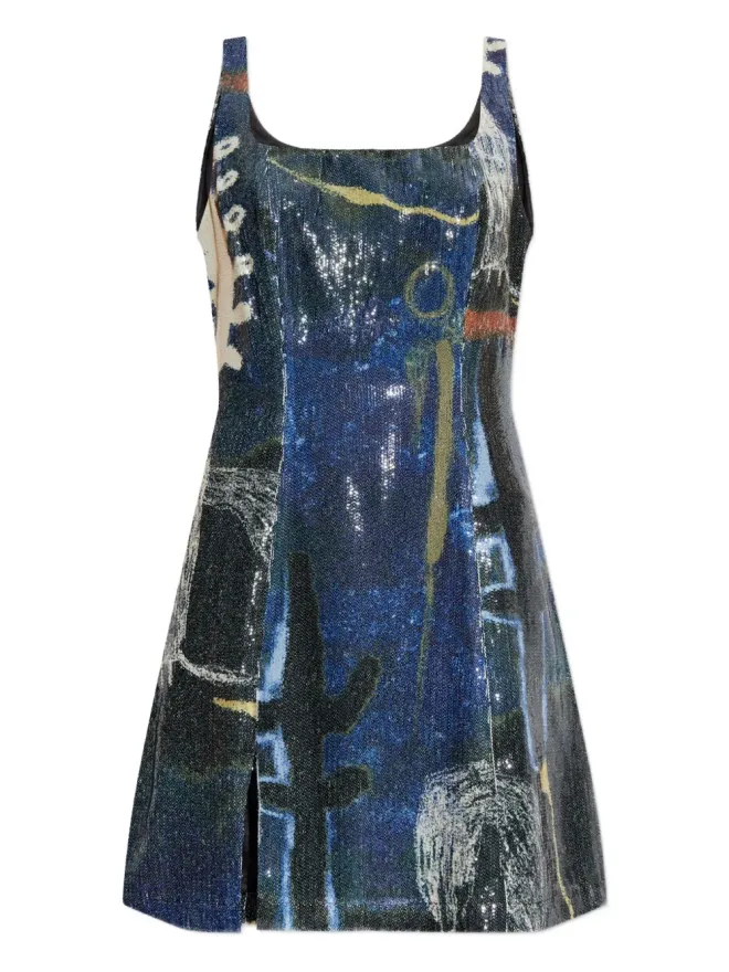 MUNTHE MUNTHE sequin abstract-print mini dress - Blueの商品画像