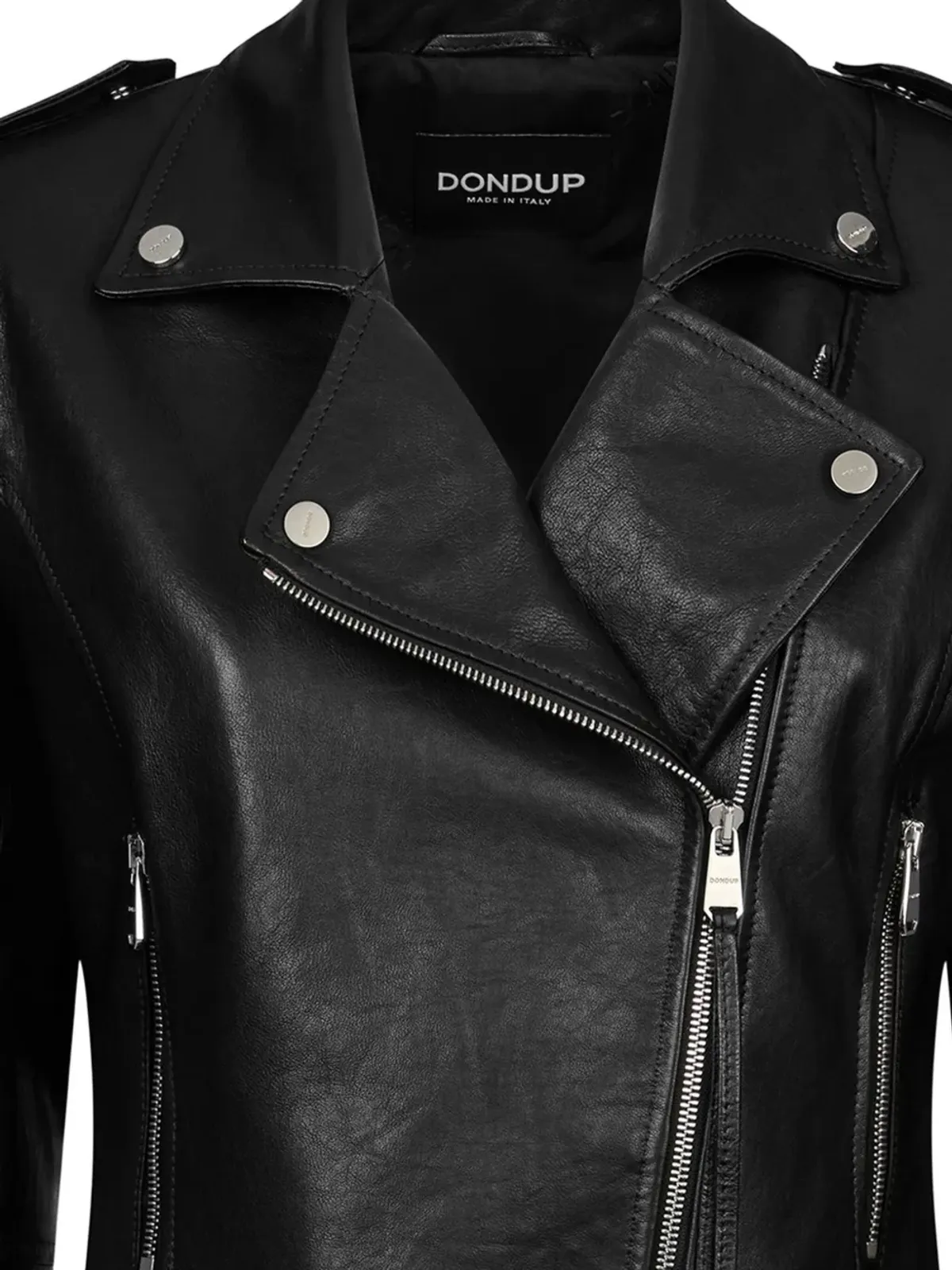 DONDUP アシンメトリックジップレザージャケット - 画像2