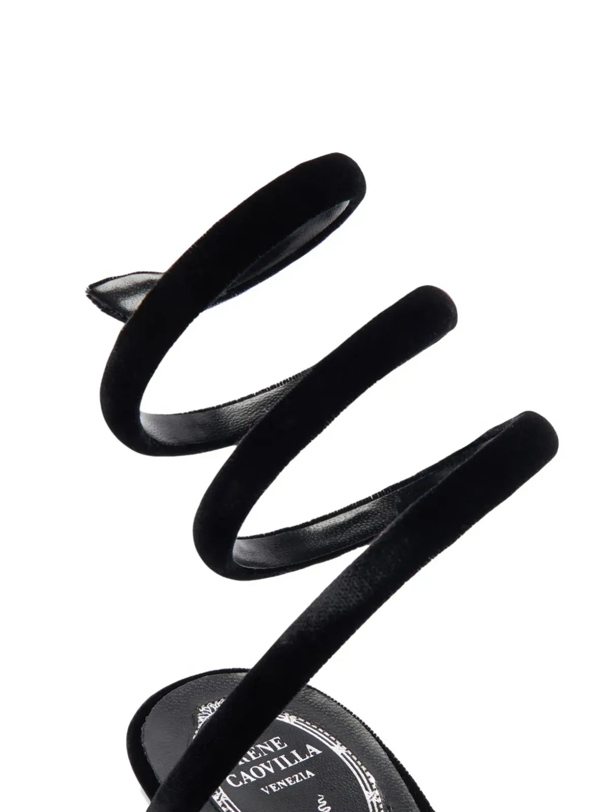 René Caovilla 80mm クレオ スパイラルアンクルストラップ サンダル（ブラック） - 画像4