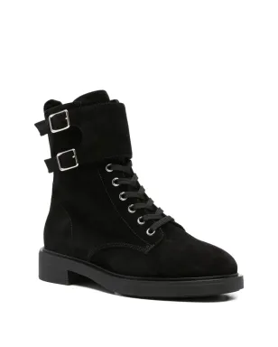 Gianvito Rossi Ripley ダブルバックル スエードブーツ - ブラック - サムネイル2