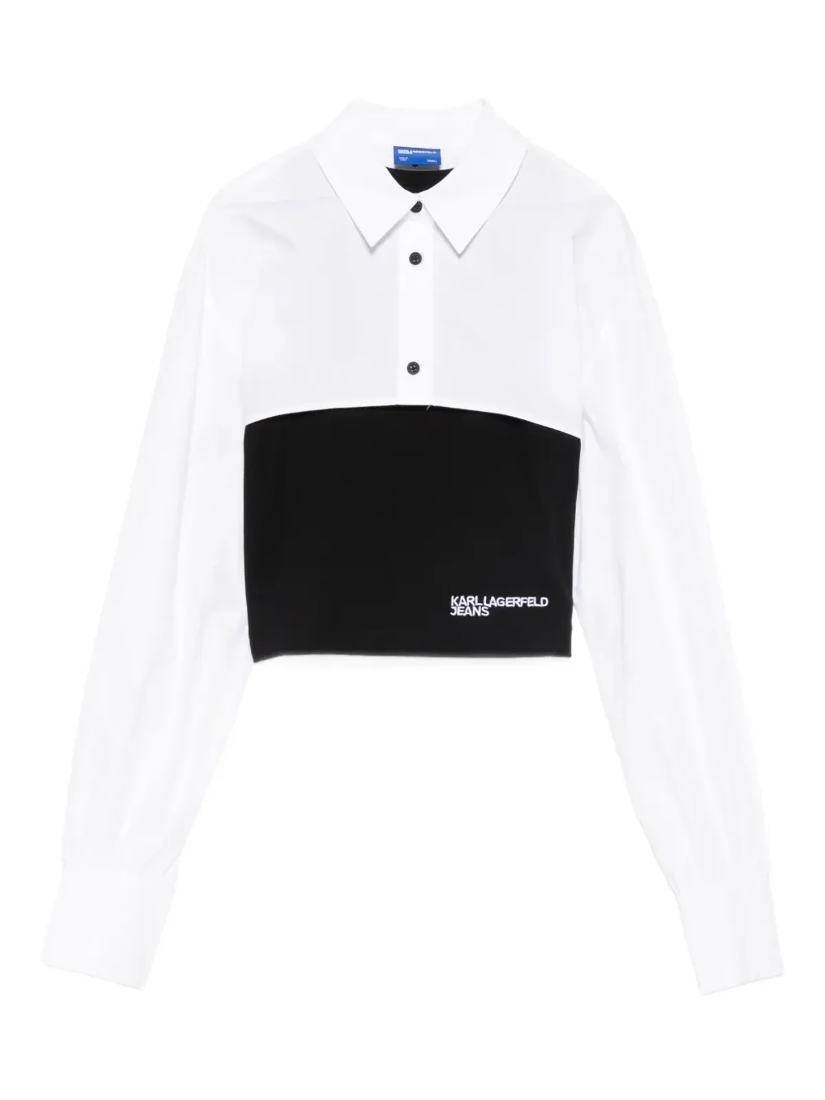 Karl Lagerfeld Jeans カラー・ブロック コットンシャツ（ブラック） - 画像1
