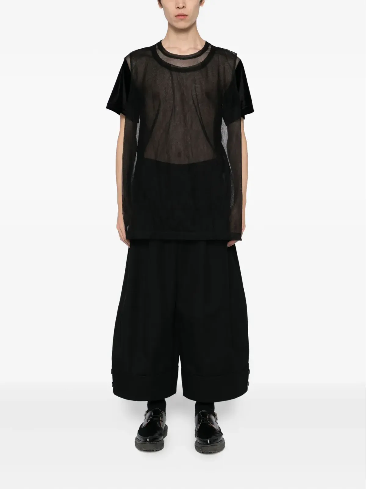 Comme des Garçons Homme Plus ダブルレイヤーTシャツ ブラック - 画像2