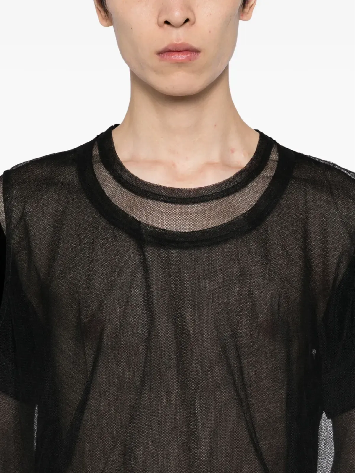 Comme des Garçons Homme Plus ダブルレイヤーTシャツ ブラック - 画像4