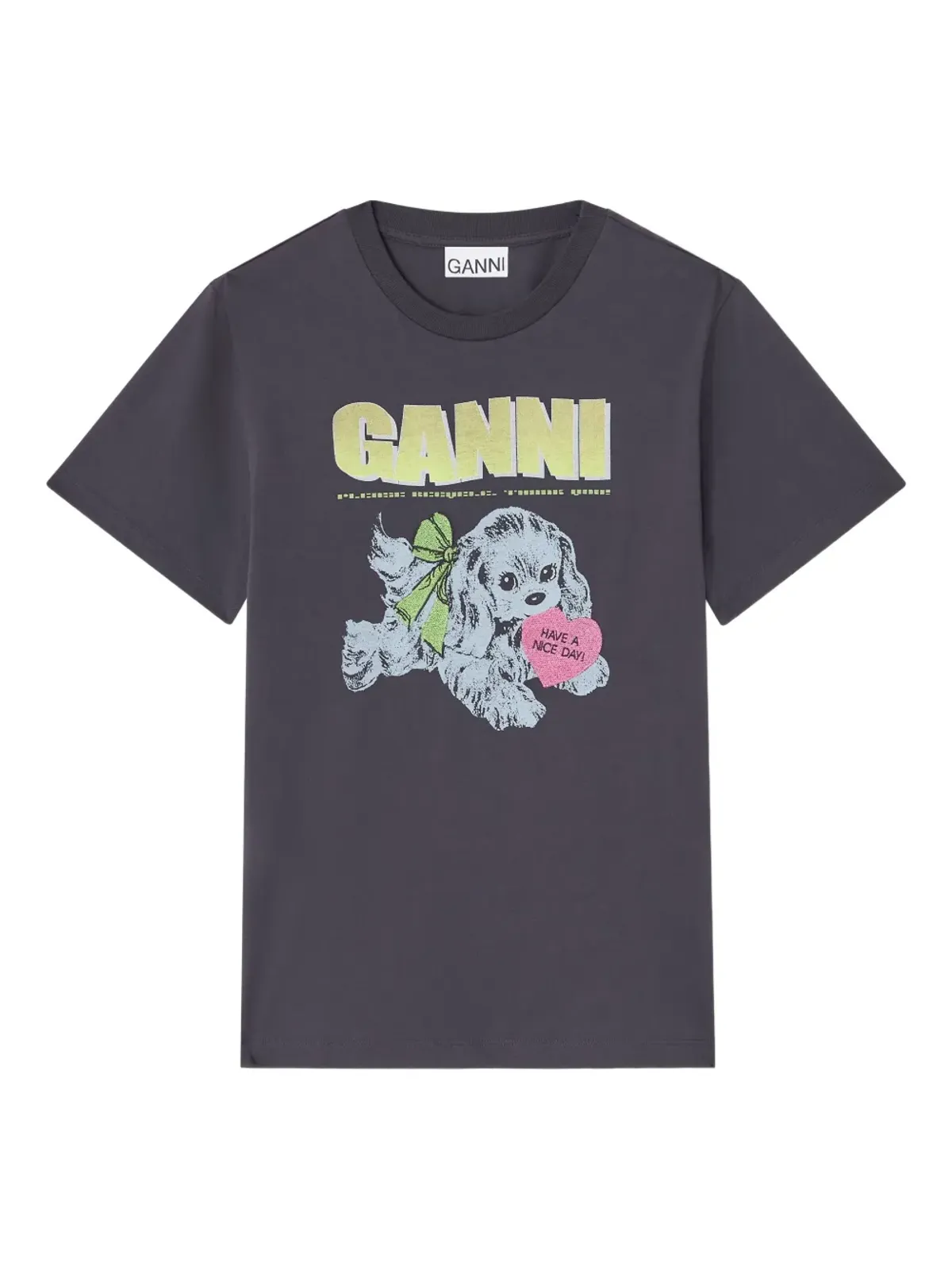 GANNI パピー プリント グラフィック Tシャツ - 画像1