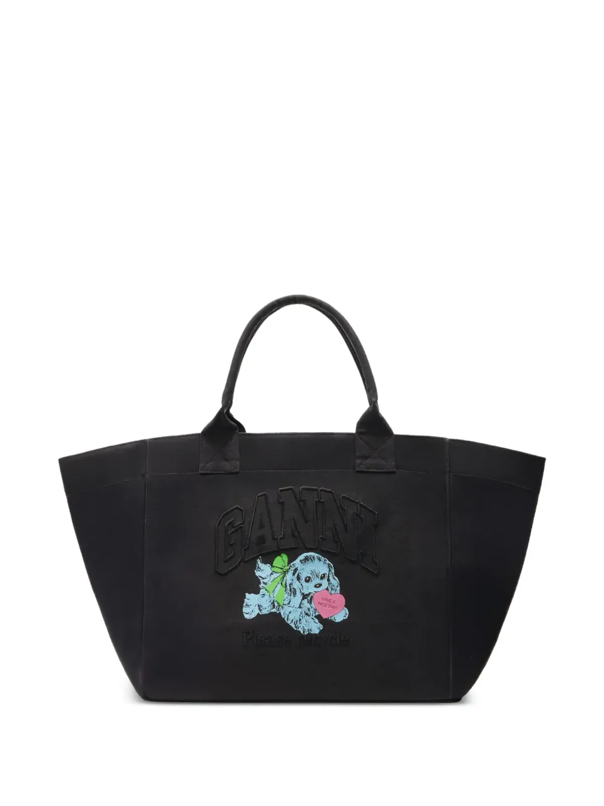 GANNI ロゴ入りキャンバス トートバッグ - 画像1