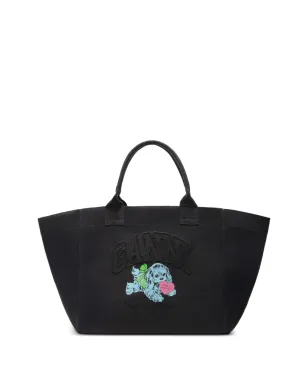 GANNI ロゴ入りキャンバス トートバッグ - サムネイル1
