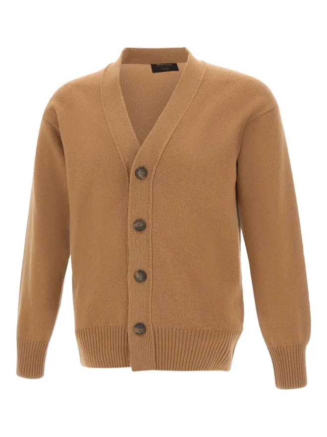 Gran Sasso Gran Sasso Vネック リブ編み カーディガン - ブラウンの商品画像