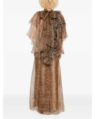 ZIMMERMANN ラッフルトリム蛇柄ドレス – ブラウン - サムネイル4