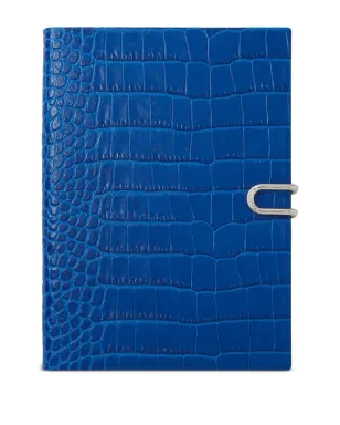 Smythson クロコダイル型押しノートブック ブルー - サムネイル1