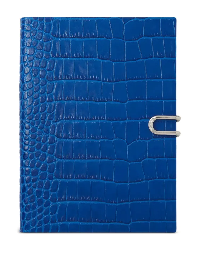 Smythson Smythson クロコダイル型押しノートブック ブルーの商品画像