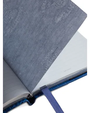 Smythson クロコダイル型押しノートブック ブルー - サムネイル3