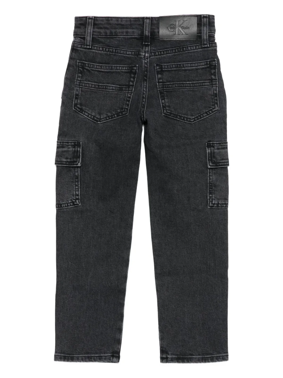 Calvin Klein Kids バックパッチカーゴポケット付きデニムジーンズ - 画像2