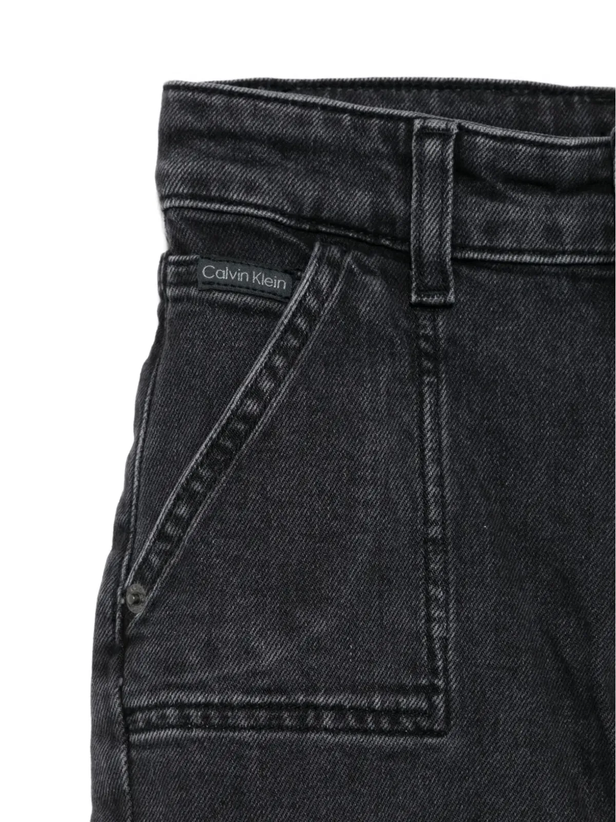 Calvin Klein Kids バックパッチカーゴポケット付きデニムジーンズ - 画像3