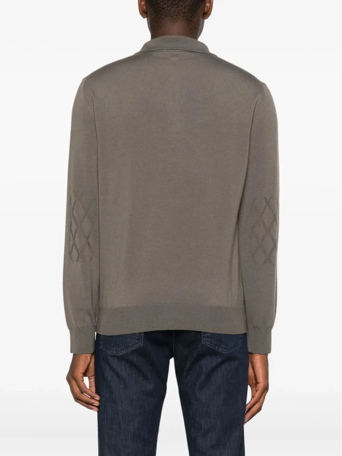 Canali ダイヤモンドパターン ポロシャツ - ブラウン - 画像3