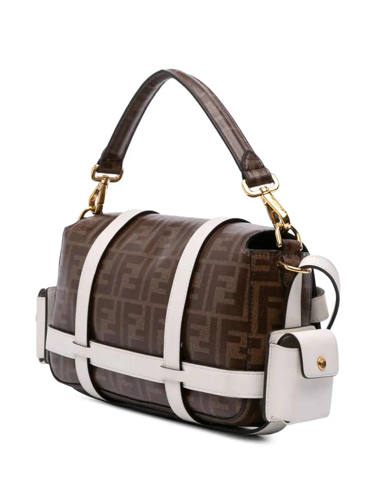 Fendi Pre-Owned ズッカ グレイズド ファブリック ケージ バゲット サッチェル - ブラウン - 画像3